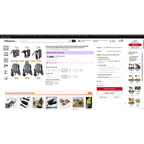 Caricabatterie «Alimentation universelle 12V DC, 12V 5V 6V 9V 10V 15V 24V 1A 2A 3A 5A 6A 8A, transformat…» — foto 1 dell'alert SR/02749/26