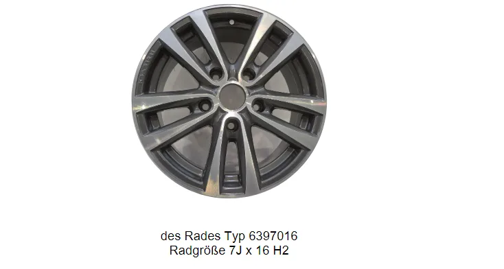 Parte del veicolo/cerchio di alluminio «Alloy Wheel 6397016» — foto 1 dell'alert A12/01752/23