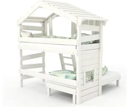 Letto a castello «Alpin chalet lit mezzanine pour enfant, lit double, lit de maison, bois massif laqué blanc» — foto 1 dell'alert A12/00852/22