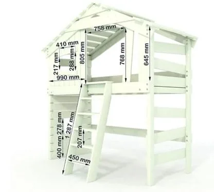 Letto a castello «Alpin chalet lit mezzanine pour enfant, lit double, lit de maison, bois massif laqué blanc» — foto 2 dell'alert A12/00852/22