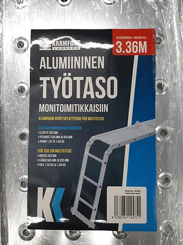 Piano di lavoro per scala «Alumiininen työtaso monitoimitikkaisiin» (Karmfors)