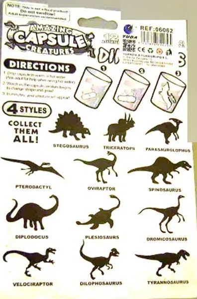Giocattoli espandibili «AMAZING CAPSULE CREATURES - DINOSAURS» — foto 2 dell'alert A12/0933/16