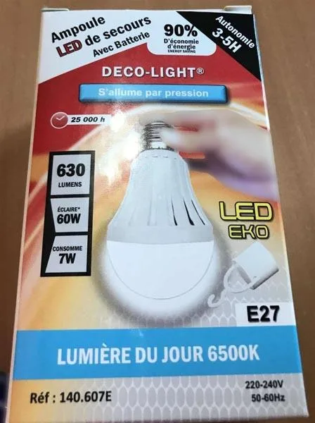 Lampadina a LED con batteria «Ampoule LED de secours Avec Batterie» — foto 1 dell'alert A12/1119/19