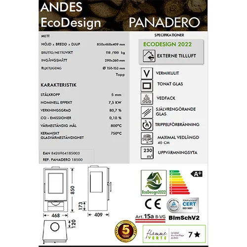 Stufa a legna «ANDES 7,5KW» — foto 2 dell'alert SR/00214/25
