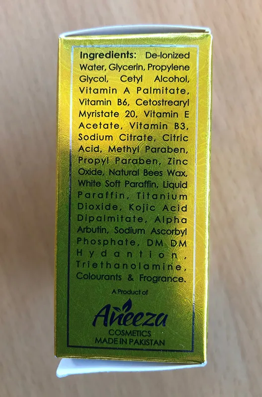 Crema schiarente per la pelle «Aneeza Gold Beauty cream» — foto 4 dell'alert A12/01199/20