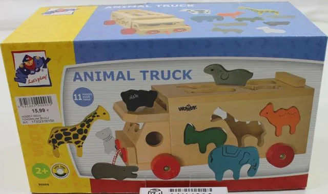 Tirare di legno lungo giocattolo «Animal Truck» (Woody)