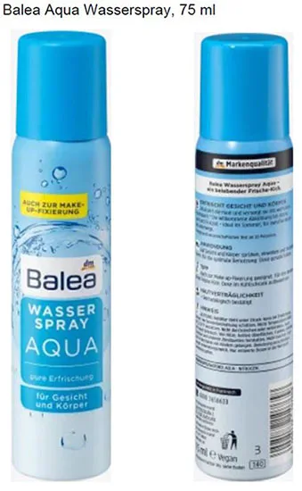Spray acqua per viso e corpo «Aqua Wasserspray» — foto 2 dell'alert A12/01688/21