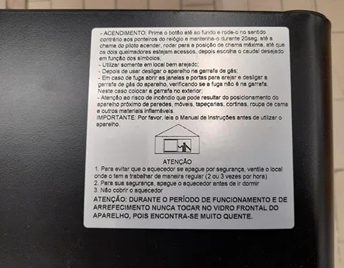 Riscaldatore a gas «Aquecedor Painel de Vidro (Gas heater)» — foto 5 dell'alert A12/01748/23