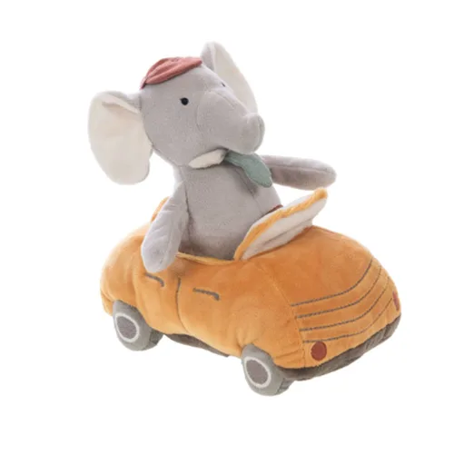Giocattolo morbido «Arthur l'éléphant + voiture» (AMADEUS LES PETITS)