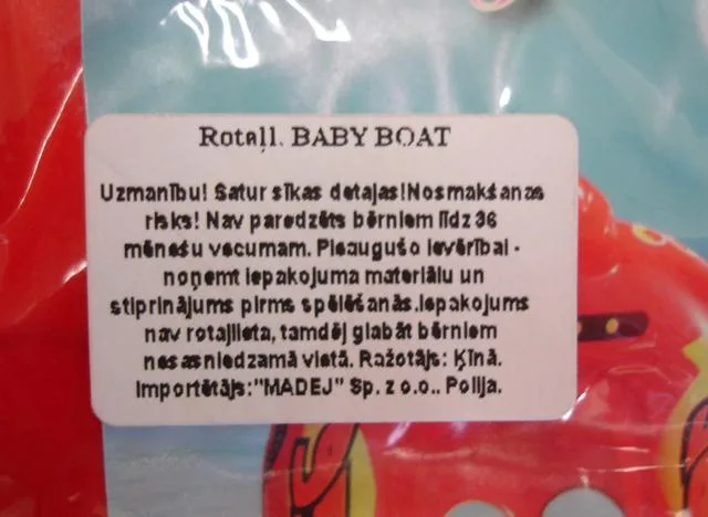 Sedile gonfiabile di nuoto «Baby Boat» — foto 3 dell'alert A12/1744/14