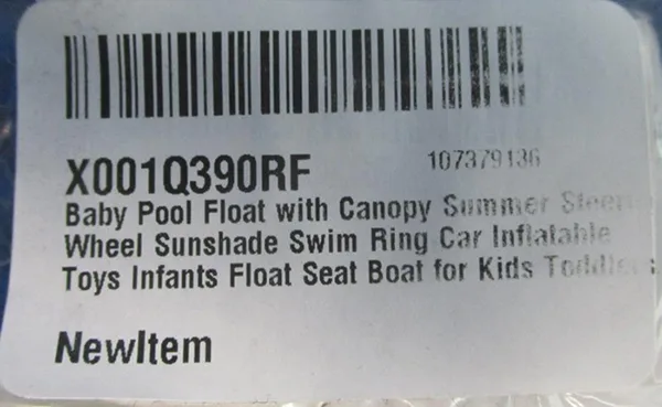 Sedile per nuotare «Baby Pool Float with Canopy Summer Steering Wheel Sunshade Swim Ring Car Inflatable Toys…» — foto 4 dell'alert A12/00237/22
