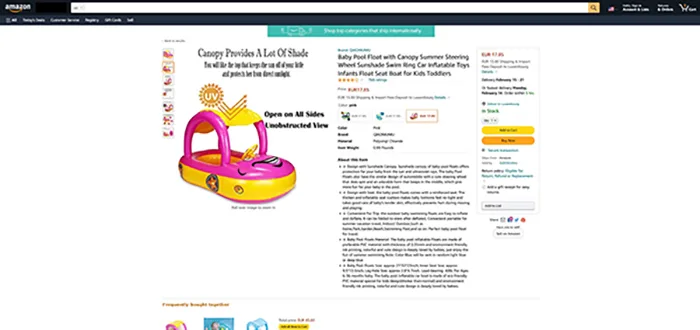 Sedile per nuotare «Baby Pool Float with Canopy Summer Steering Wheel Sunshade Swim Ring Car Inflatable Toys…» — foto 7 dell'alert A12/00237/22