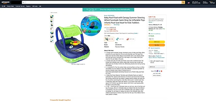 Sedile per nuotare «Baby Pool Float with Canopy Summer Steering Wheel Sunshade Swim Ring Car Inflatable Toys…» — foto 9 dell'alert A12/00237/22