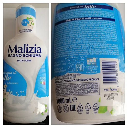 Schiuma da bagno «Bagno schiuma - crema di latte» (Malizia)