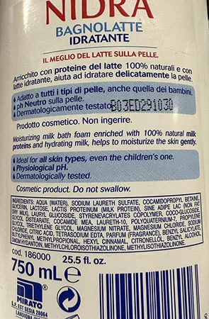 Latte da bagno «Bagnolatte idratante» — foto 2 dell'alert A12/02937/23
