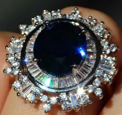 Anello «Bague en argent 925 pierres précieuses naturelles saphir blanc mariage pierre de naissan…» — foto 1 dell'alert A12/00817/21