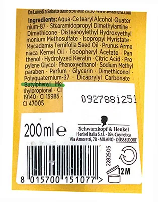 Balsamo per capelli «Balsamo supreme oil elixir Gliss» (TESTANERA)