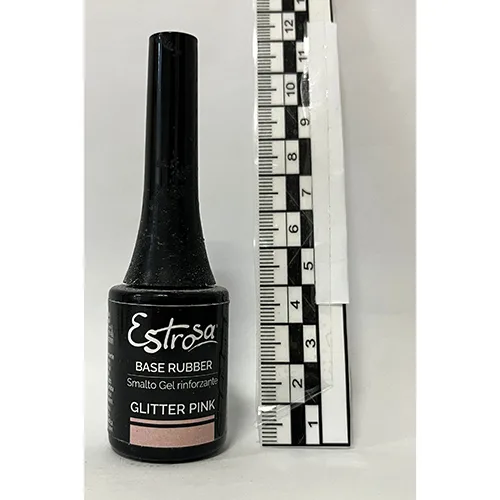 Smalto per unghie in gel «Base Rubber - Glitter Pink» (Estrosa)