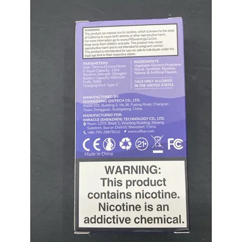 Sigaretta elettronica usa e getta «BC5000» — foto 2 dell'alert A12/00872/24