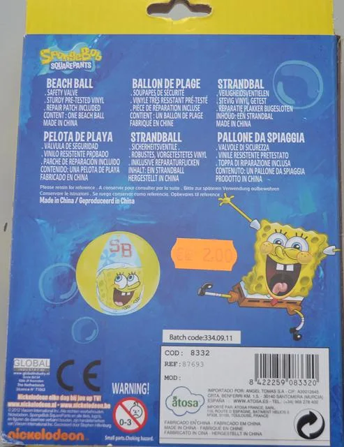 Palla gonfiabile della spiaggia «Beach Ball- SpongeBob» — foto 2 dell'alert A12/1695/14