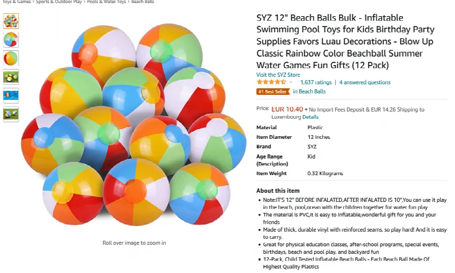 Set di palle da spiaggia gonfiabili «Beach Balls Bulk» (SYZ)