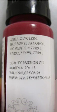Inchiostro permanente per il trucco «Beauty Passion Permanent Makeup Color Red Wine» — foto 3 dell'alert A12/02998/23
