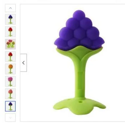 Anello di dentizione «Bébé silicone anneau de dentition enfants mâcher dents jouets fruit bite sans» — foto 3 dell'alert A12/02968/23