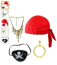 Accessori per abiti di fantasia «Beelittle 4 Stück Captain Pirate Kostüm Zubehör Set DOO Rag Skull Cap Piratenauge Patch …» — foto 6 dell'alert INFO/00048/22