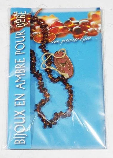 Collana di ambrato «BIJOUX EN AMBRE POUR BÉBÉ ('amber jewellery for babies')» (UN AMOUR D'AMBRE)