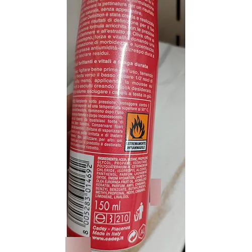 Mousse per capelli «Bilba mousse HD» — foto 2 dell'alert SR/02554/25