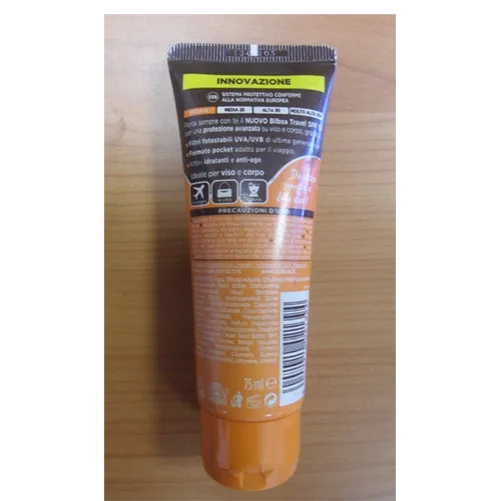 Protezione solare «Bilboa Travel - CREMA SOLARE VISO E CORPO» — foto 2 dell'alert SR/03508/25
