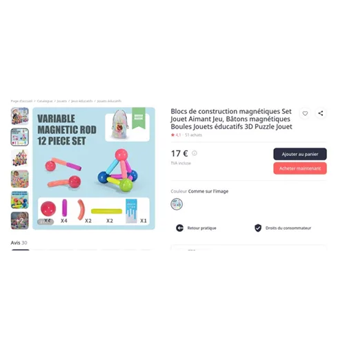 Giocattolo magnetico «Blocs de construction magnétiques set jouet aimant jeu bâtons magnétiques boules jouets …»