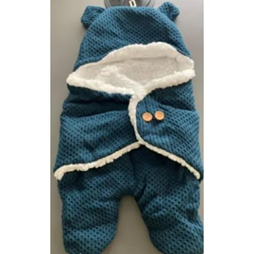 Sacco nanna per bambini «Blue and White Teddy Bear Wrap Baby Sleeping Bag»