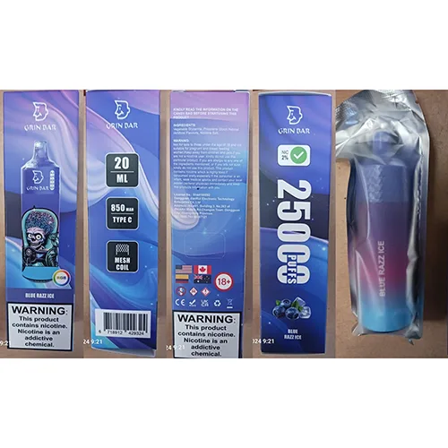 Sigaretta elettronica monouso «BLUE RAZZ ICE» (GRIN BAR 25000)