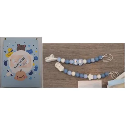 Porta succhietti «Blue silicone pacifier teething chain with clip 2pc» (TYRY.HU)