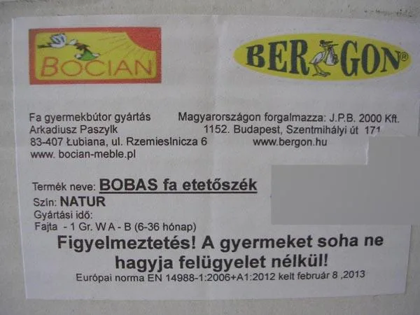 Seggiolone per bambini «BOBAS fa etetőszék ('Wooden high chair')» — foto 3 dell'alert A12/1347/17