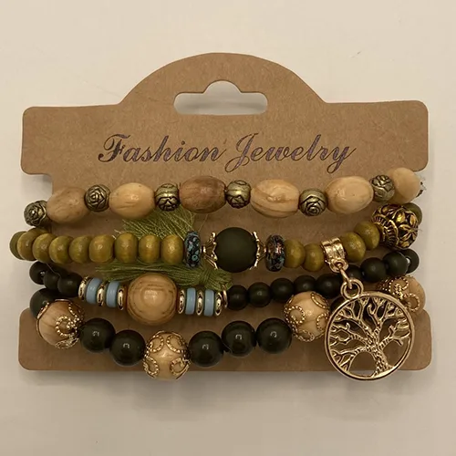 Bracelet set «Boho wooden bracelet 4Pcs/Set» — foto 1 dell'alert SR/02999/25