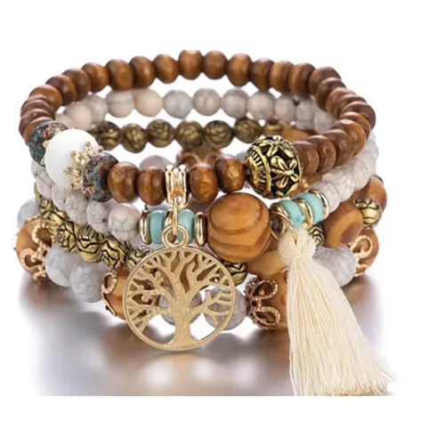 Bracelet set «Boho wooden bracelet 4Pcs/Set» — foto 2 dell'alert SR/02999/25