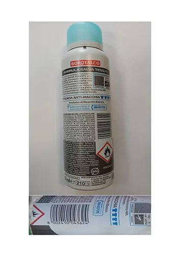 Deodorante «Borotalco Muschio Bianco» — foto 2 dell'alert A12/02331/23