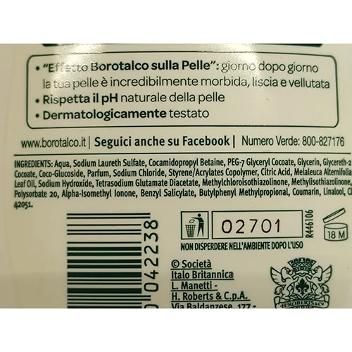 Sapone liquido «Borotalco» (Neutro Roberts)