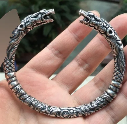 Bracciale «Bracelet manchette en argent doré viking deux têtes dragon bracelets Scandinave costume …» — foto 1 dell'alert A12/00988/21