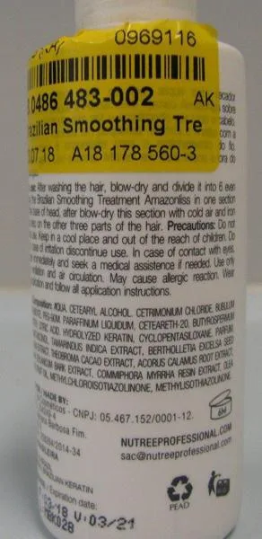Prodotto di raddrizzamento dei capelli «Brazilian Smoothing Treatment» — foto 2 dell'alert A12/0029/19