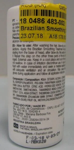 Prodotto di raddrizzamento dei capelli «Brazilian Smoothing Treatment» — foto 3 dell'alert A12/0029/19
