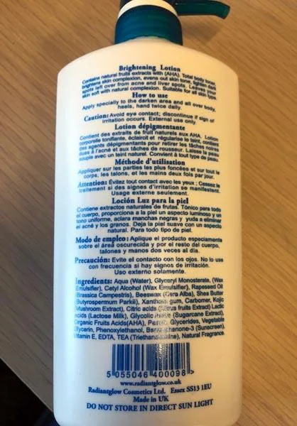 Prodotto schiarimento della pelle «Brightening lotion» — foto 2 dell'alert A12/1661/19
