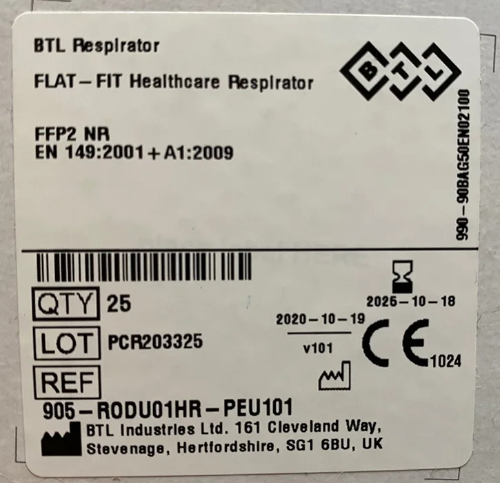 Maschera filtro particella «BTL Respirator FLAT-FIT Healthcare Respirator BTL» — foto 3 dell'alert A12/00431/21