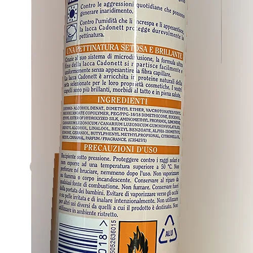 Lacca per capelli «Cadonett» — foto 2 dell'alert A12/01249/24