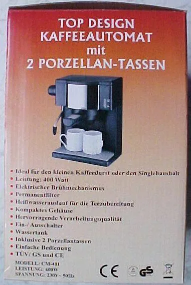 Caffettiera – "Kaffeeautomat mit 2 Porzellan-tassen" — foto 2 dell'alert 1036/08