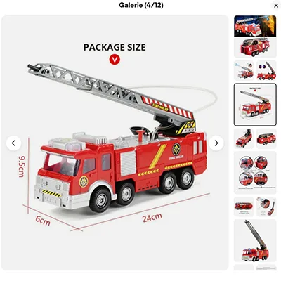 Auto giocattolo «Camion de pompiers avec échelle pompier, grand modèle, jouet, camion d'arrosage» — foto 2 dell'alert SR/00251/26