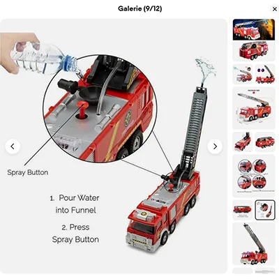 Auto giocattolo «Camion de pompiers avec échelle pompier, grand modèle, jouet, camion d'arrosage» — foto 6 dell'alert SR/00251/26