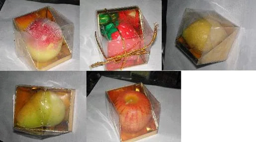 Candele a forma di frutta (mela, fragola, limone, pera e pesca) (VIDAL)